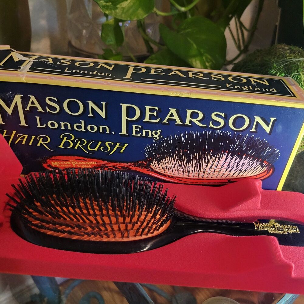 $400 Mason Pearson Handy Pure Boar Bristle Brush (B3) Dark Ruby Black Fine Hair